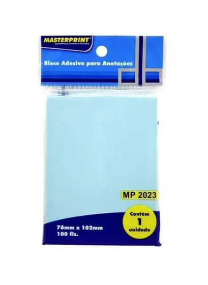 BLOCO ADESIVO ANOTAÇÕES AZUL 76MMX102MM MASTERPRINT 100 FOLHAS — H&H Suprimentos Corporativos