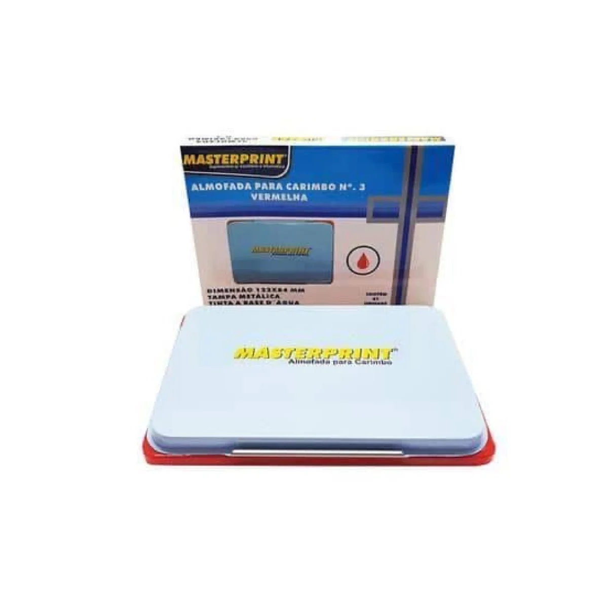 ALMOFADA P/ CARIMBO TAMPA METAL VERMELHO N.3 MASTERPRINT — H&H Suprimentos Corporativos