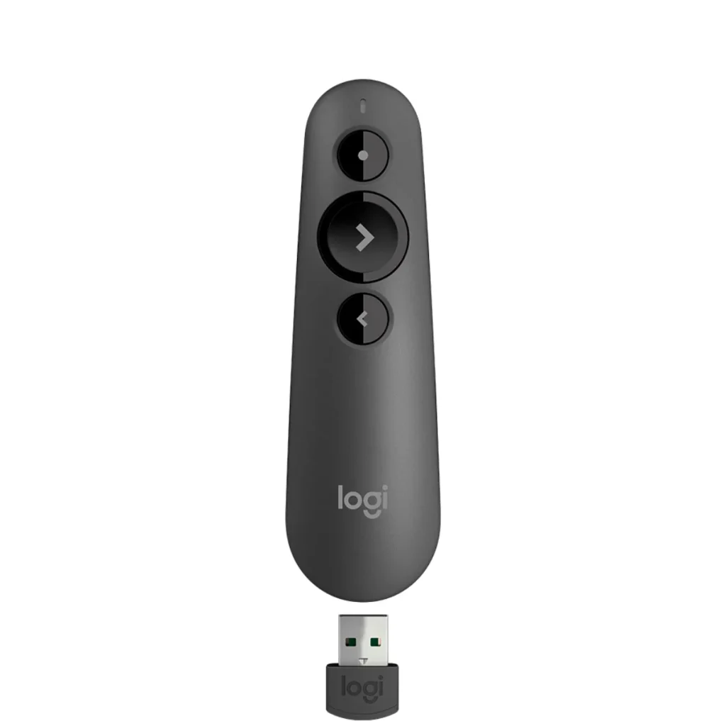 Apresentador sem fio Logitech R500s grafite com laser vermelho