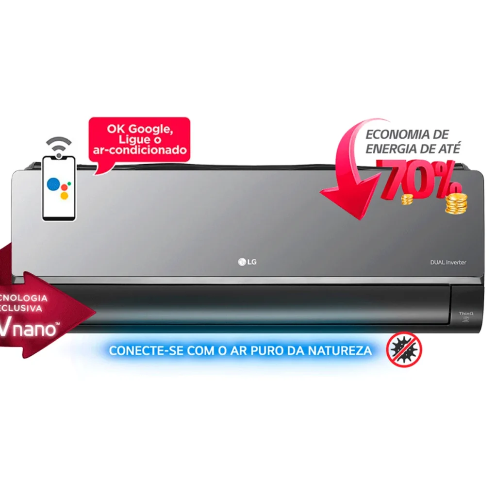 Ar-condicionado split lg dual inverter voice artcool UV nano 12.000 btus quen...