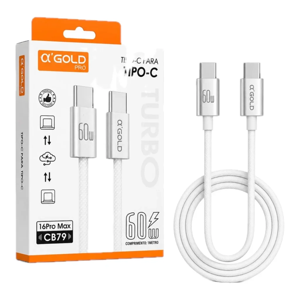 Cabo de dados turbo tipo c para tipo c 60 w agold CB79
