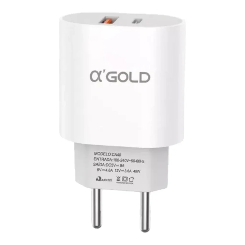 Carregador agold CA40 40W com cabo USB-c para iphone (c-ios)
