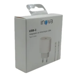 Carregador de Parede com Cabo USB-C 20W Inova CAR-0094C — H&H Suprimentos Corporativos
