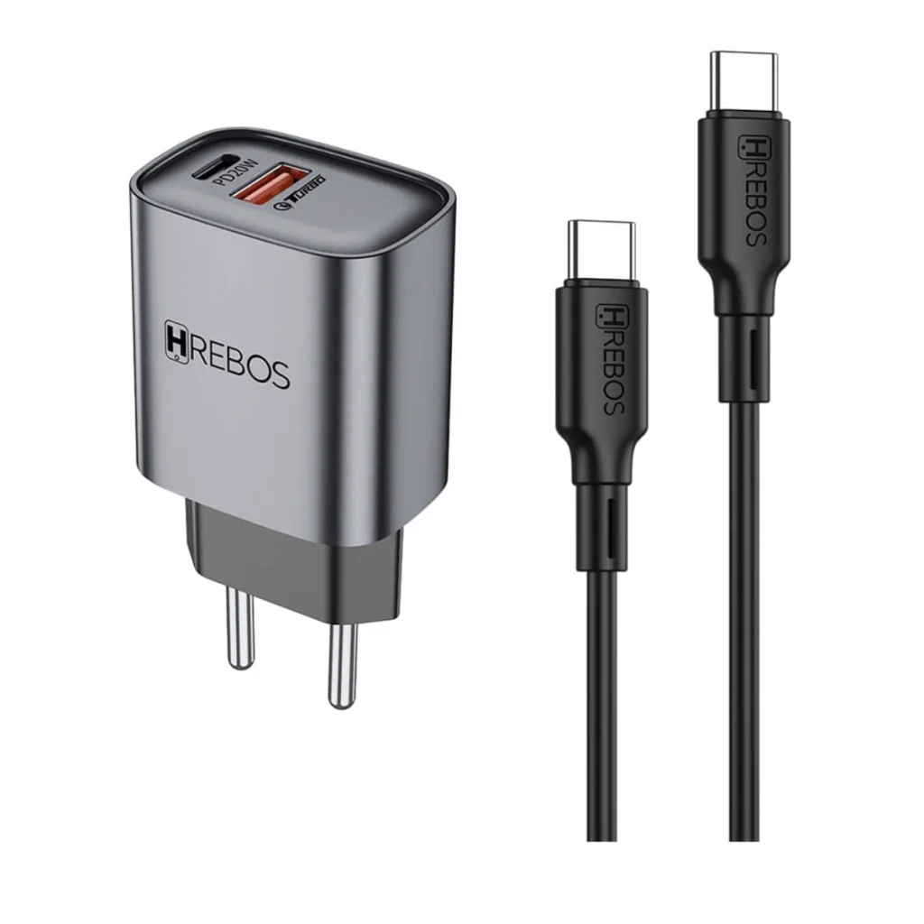 Carregador hrebos CRG-232C USB-c e USB-a 20 w com cabo