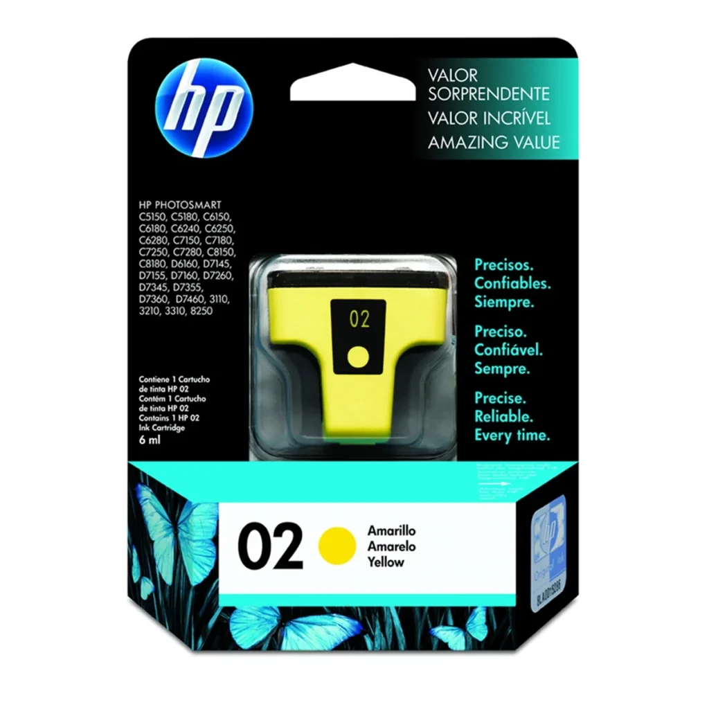 Cartucho de tinta HP 02 C8773WL amarelo original 6 ml