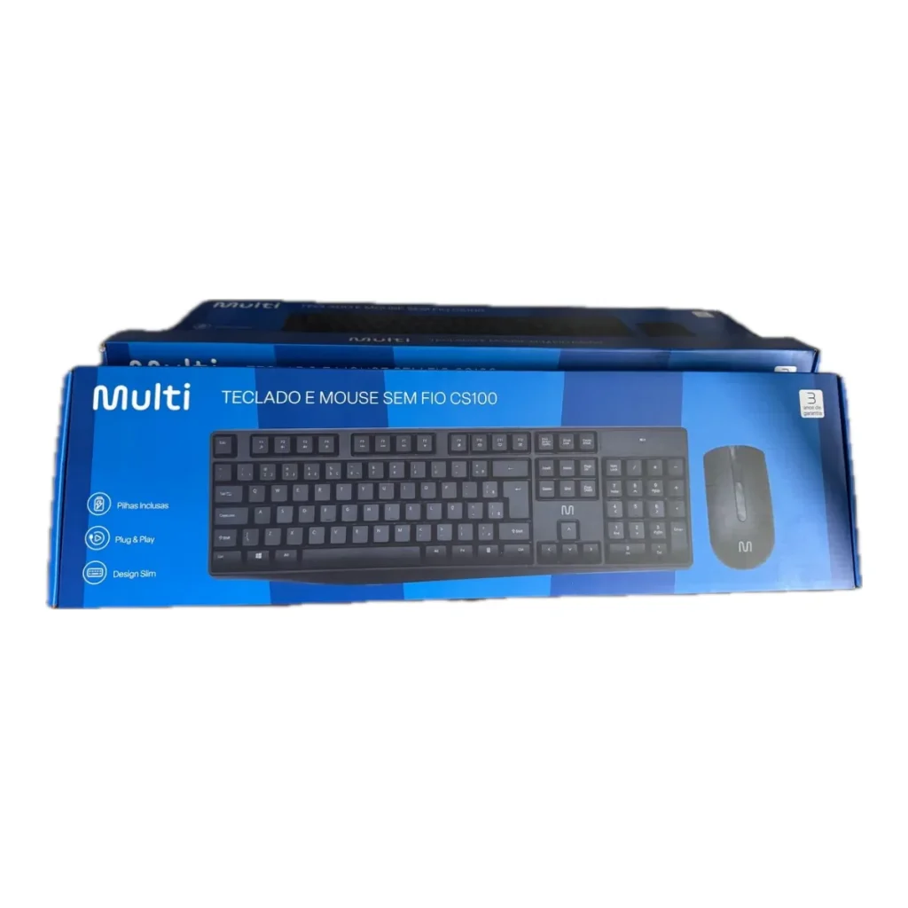Combo teclado e mouse sem fio Multilaser slim USB preto