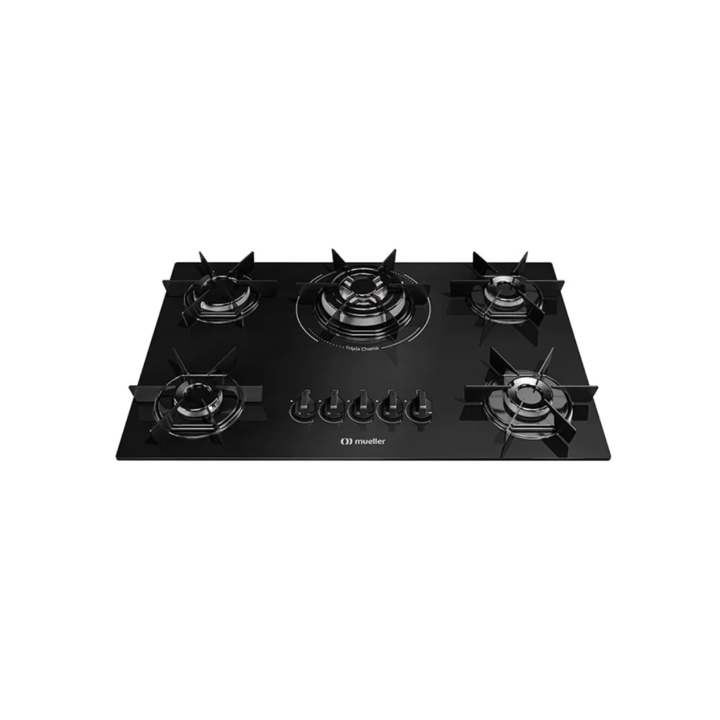 Cooktop a gás mueller 5 bocas tripla chama vidro mcgsbc 50 tc