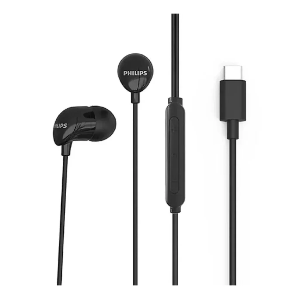 Fone de ouvido Philips TAE2146BK USB-c com microfone preto