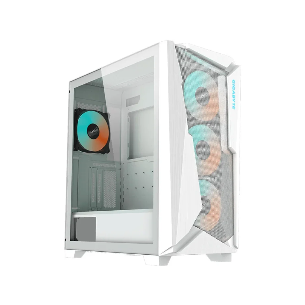 Gabinete gigabyte C301 glass C301GW mid tower argb 4 fans branco