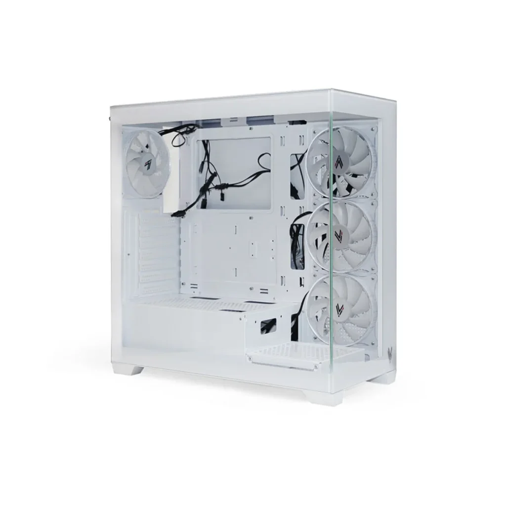 Gabinete hilevel LV510 ATX branco com 4 ventiladores argb de 12 cm, sem fonte