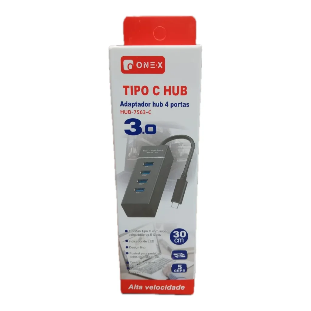 Hub USB 3.0 com 4 portas conector tipo c onex HUB-7563-C