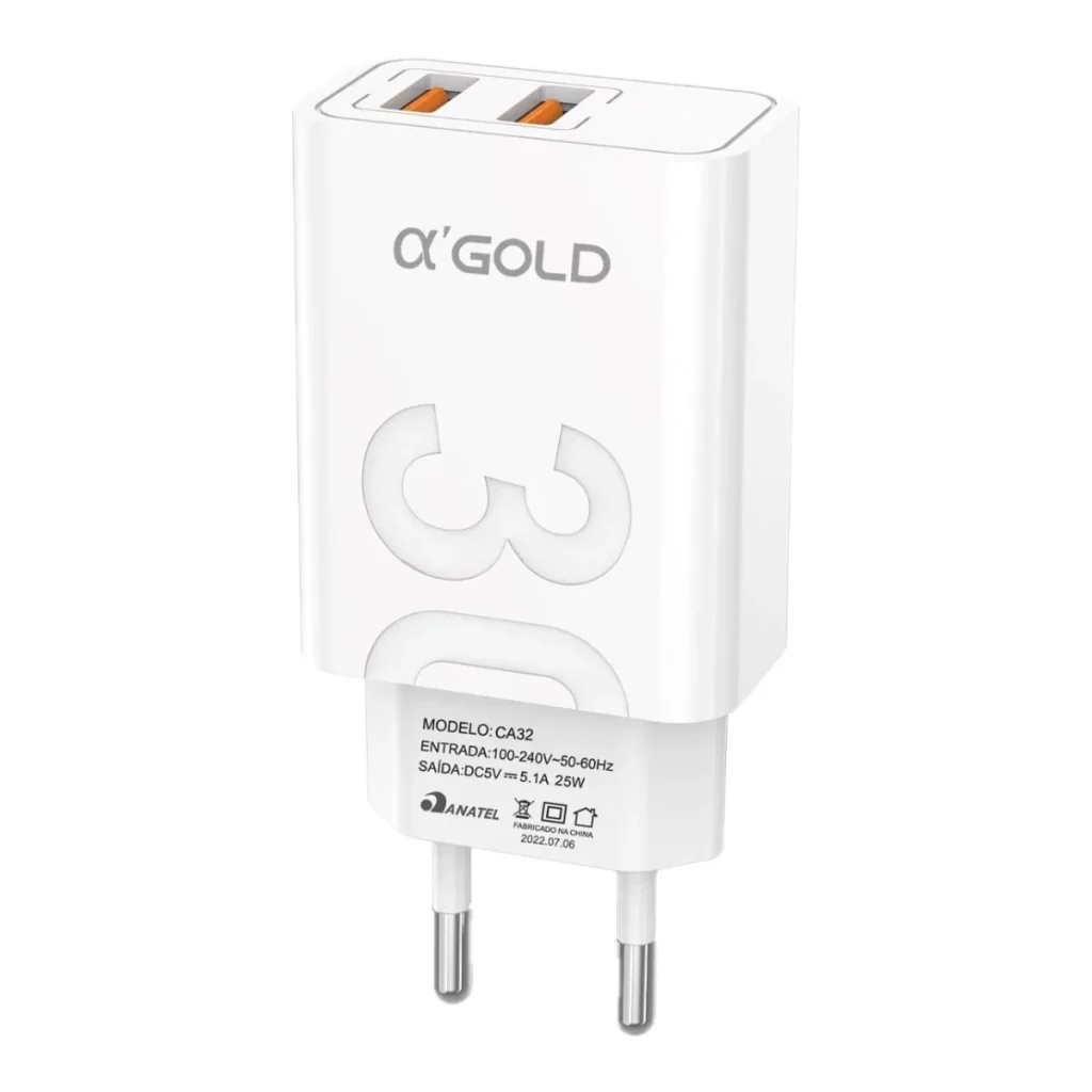 Kit carregador a'gold CA32-2 2 USB 5.1A com cabo ios