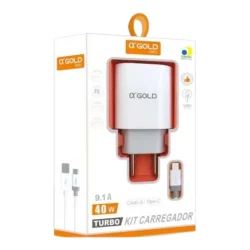 Kit Carregador Turbo 40W USB e USB-C AGold CA40-3 — H&H Suprimentos Corporativos