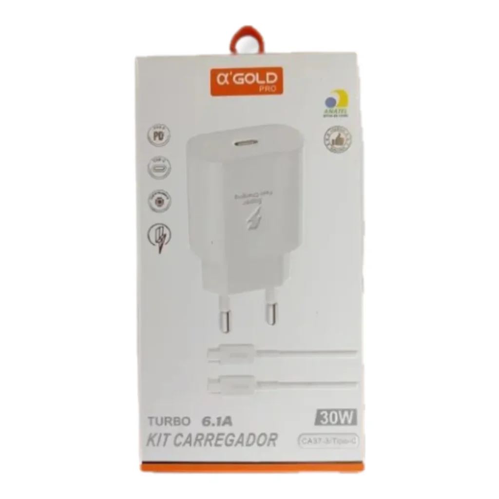 Kit carregador turbo USB-c 30W agold CA37-3 (tipo c para tipo c)