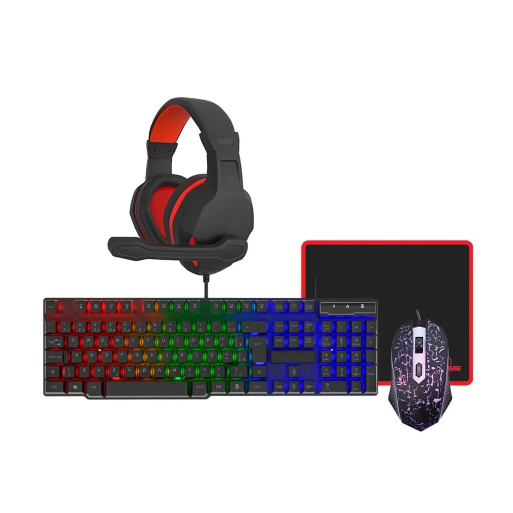 Kit Gamer Kross Elegance KE-GK4100 4 em 1 teclado, mouse, Headset e mousepad