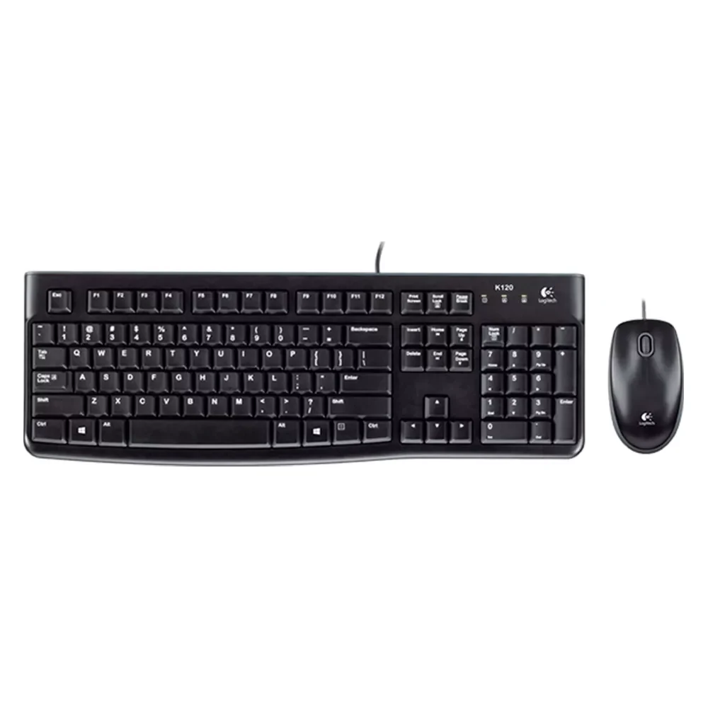 Kit teclado e mouse com fio Logitech MK120 USB preto