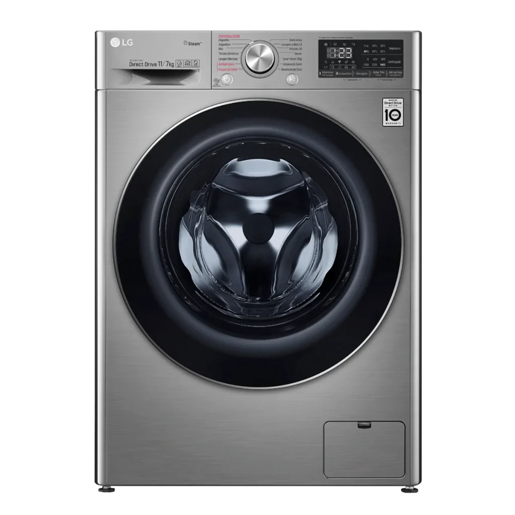 Lava e seca Smart lg VC4 11 kg CV5011TS4 aço escovado prateado