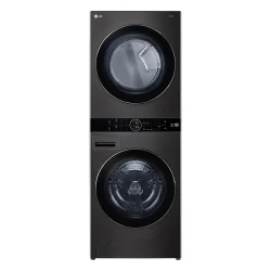 Lava e Seca Smart LG WashTower 17 kg Wi-Fi LG ThinQ WK17BS6A Aço Escovado Preto — H&H Suprimentos Corporativos
