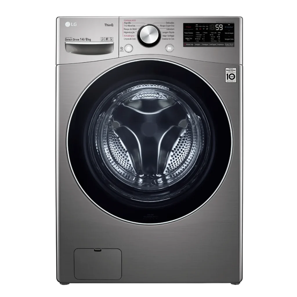 Lava e seca Smart lg WD14 14 kg inteligência artificial aidd aço escovado