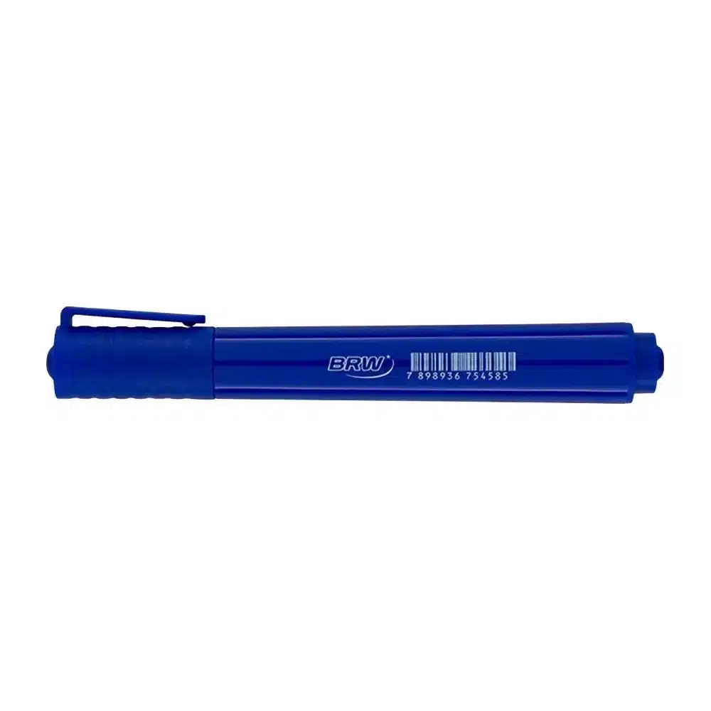 Marcador permanente azul ponta chanfrada BRW CA4001