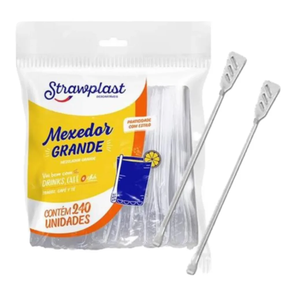 Mexedor descartável strawplast para drink cristal 240 UN