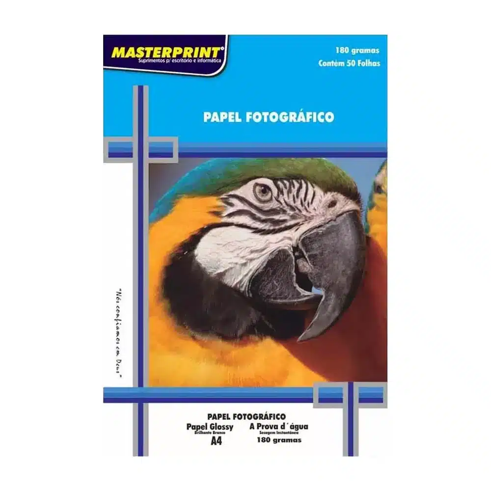 Papel fotográfico glossy Masterprint 180 g A4 com 50 folhas