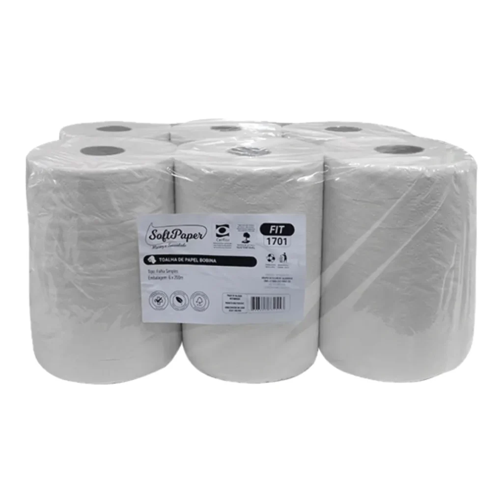Papel toalha bobina softpaper bob 6 x 200 m 18 g