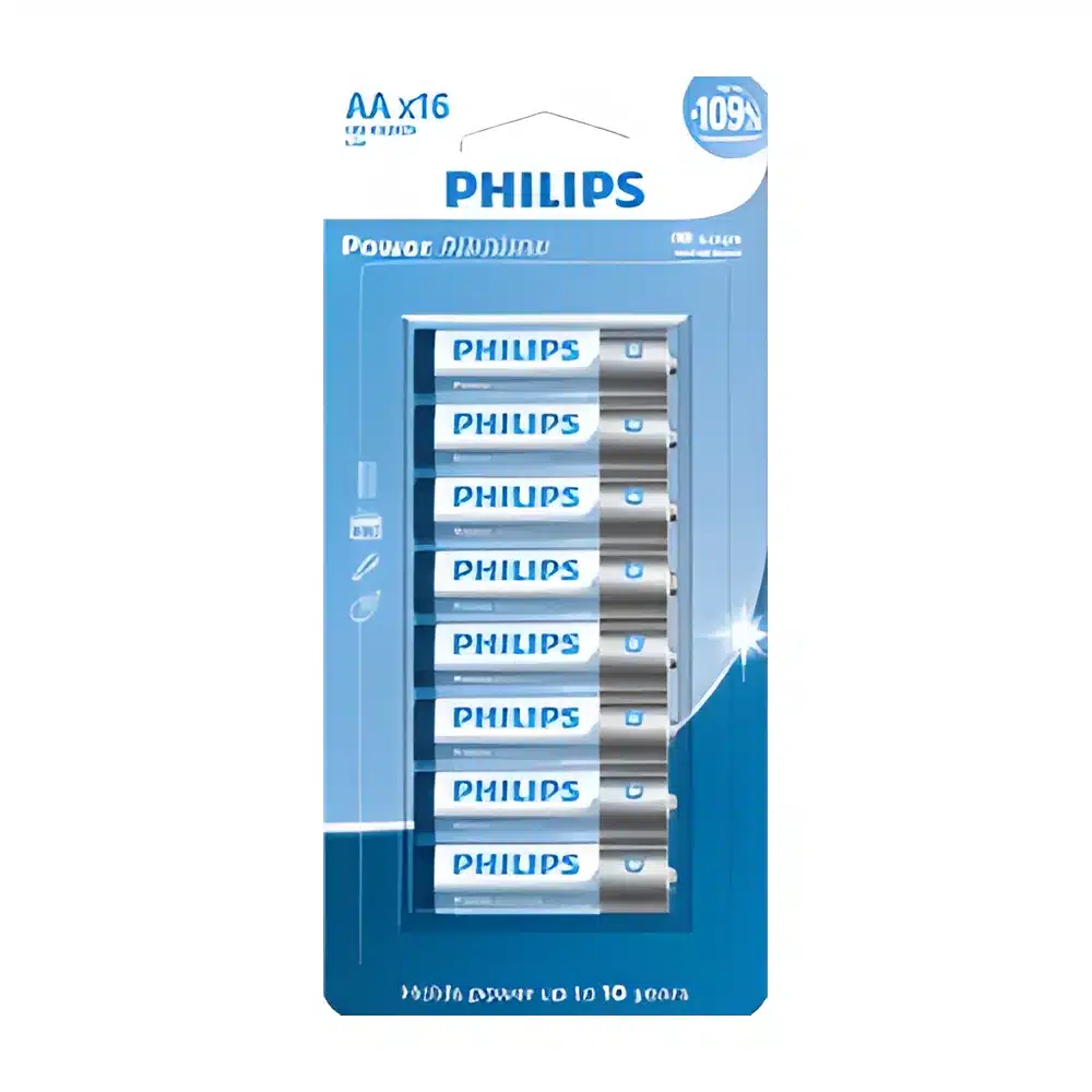 Pilha alcalina Philips AA LR6P16B com 16 unidades