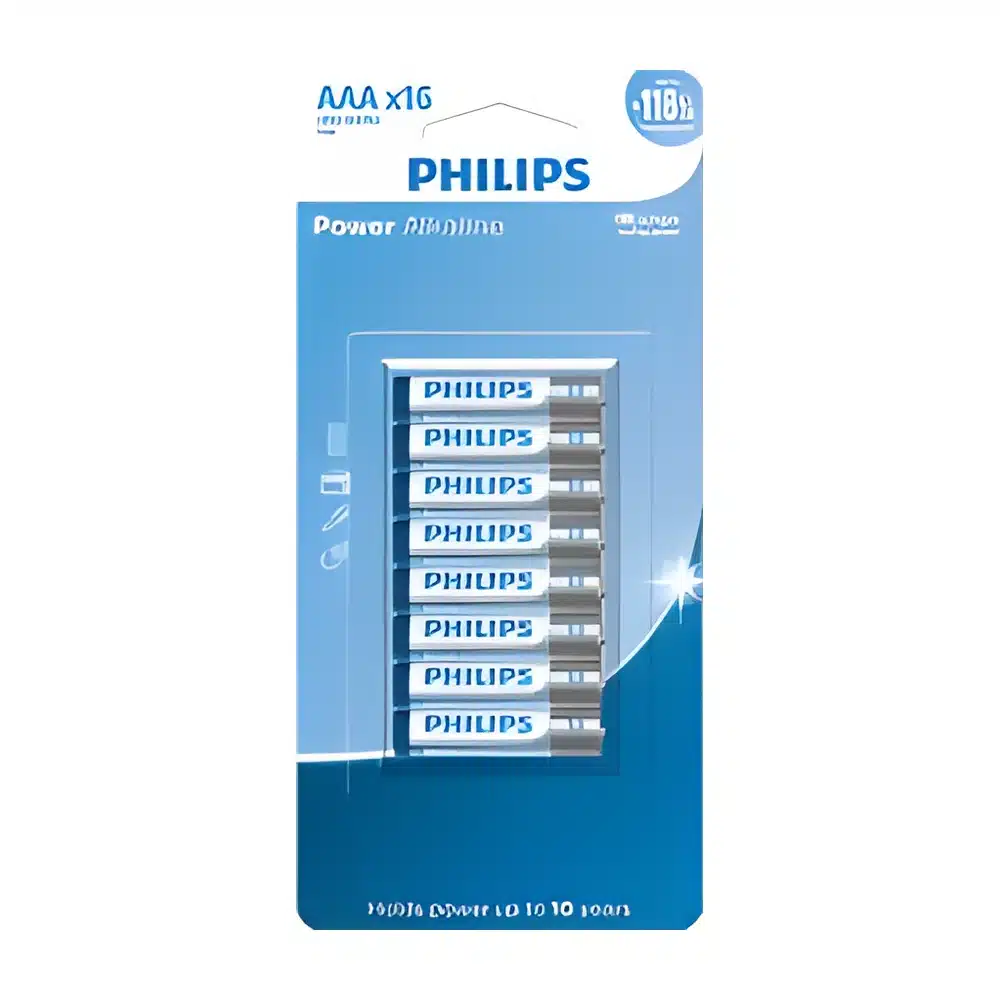 Pilha alcalina Philips AAA LR03 (16 unidades)
