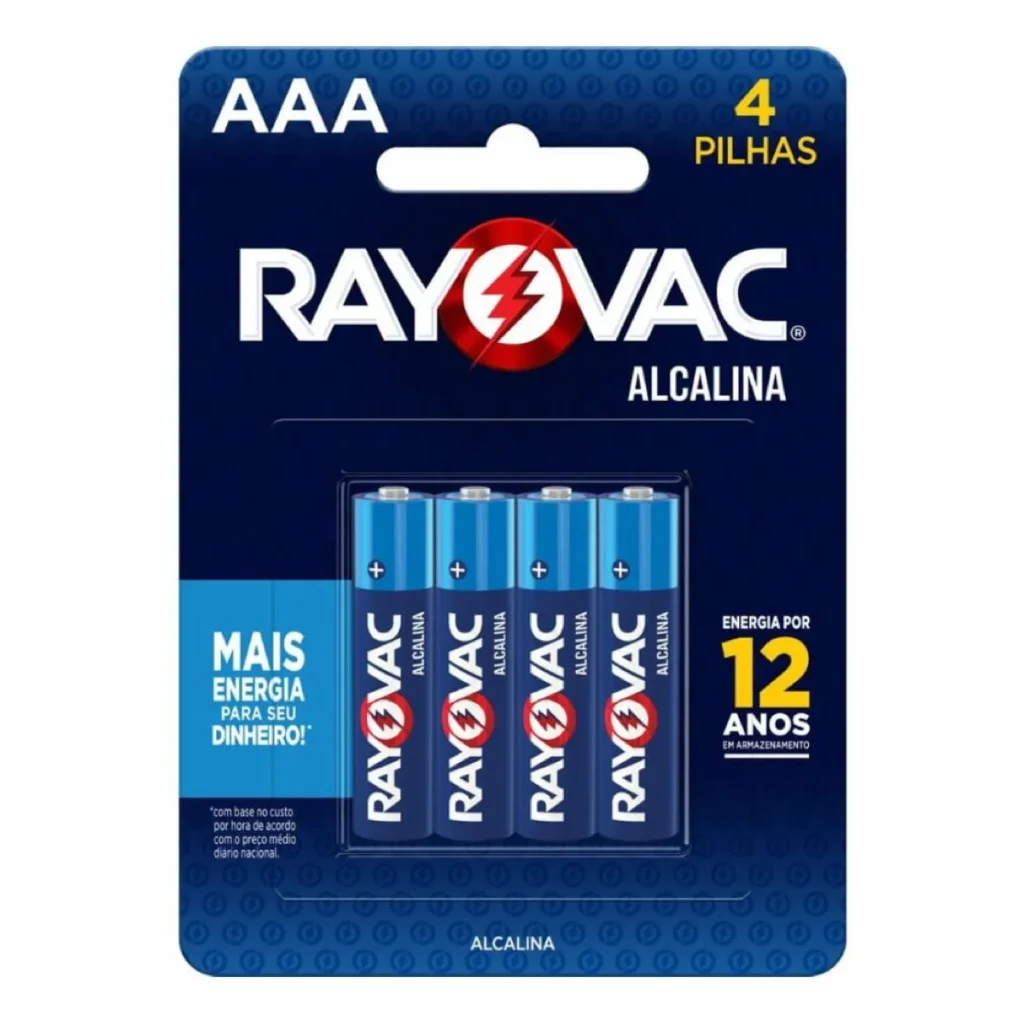Pilha alcalina rayovac AAA Blister com 4