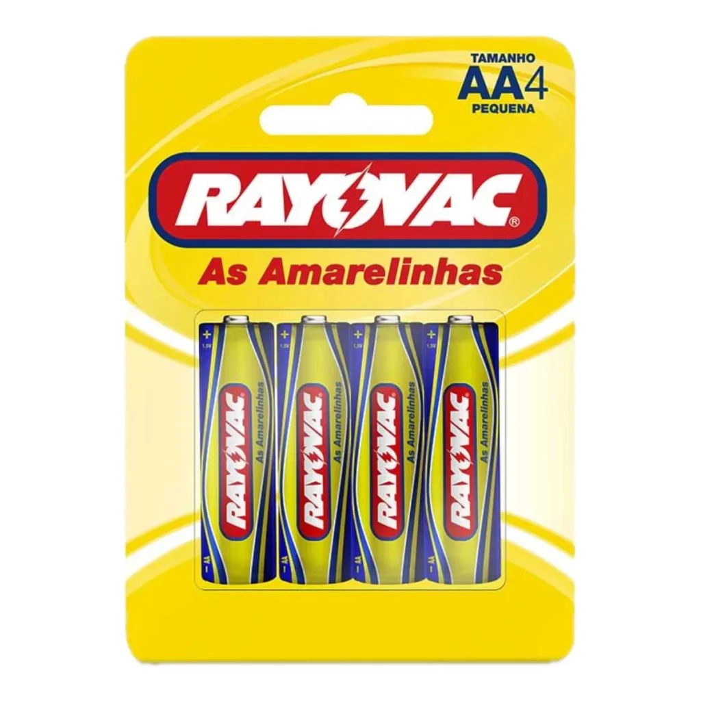 Pilha rayovac zinco AA pequena (cartela com 4 unidades)