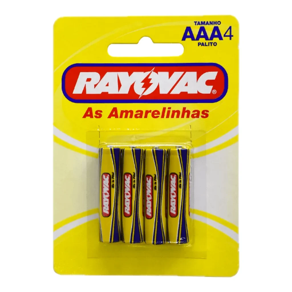 Pilha rayovac zinco AAA palito (cartela com 4 unidades)