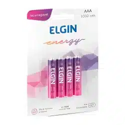 Pilha Recarregável Elgin AAA 1000 mAh com 4 Unidades — H&H Suprimentos Corporativos