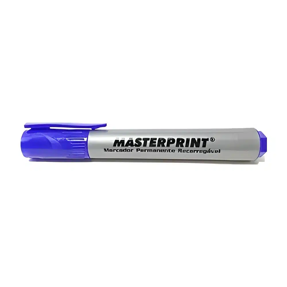 Pincel marcador permanente recarregável Masterprint MP616 azul
