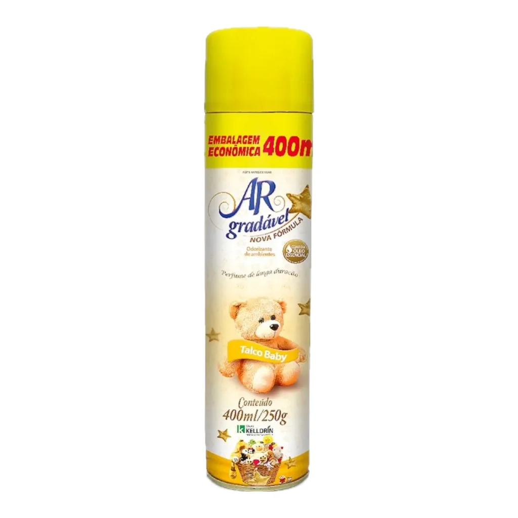 Purificador de ar aerosol agradável talco 400 ml