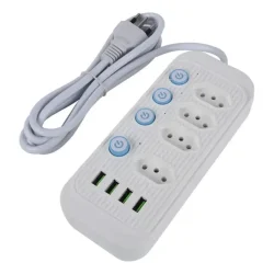 Régua de Tomadas com 4 Tomadas, Interruptores e 4 USB Bivolt — H&H Suprimentos Corporativos