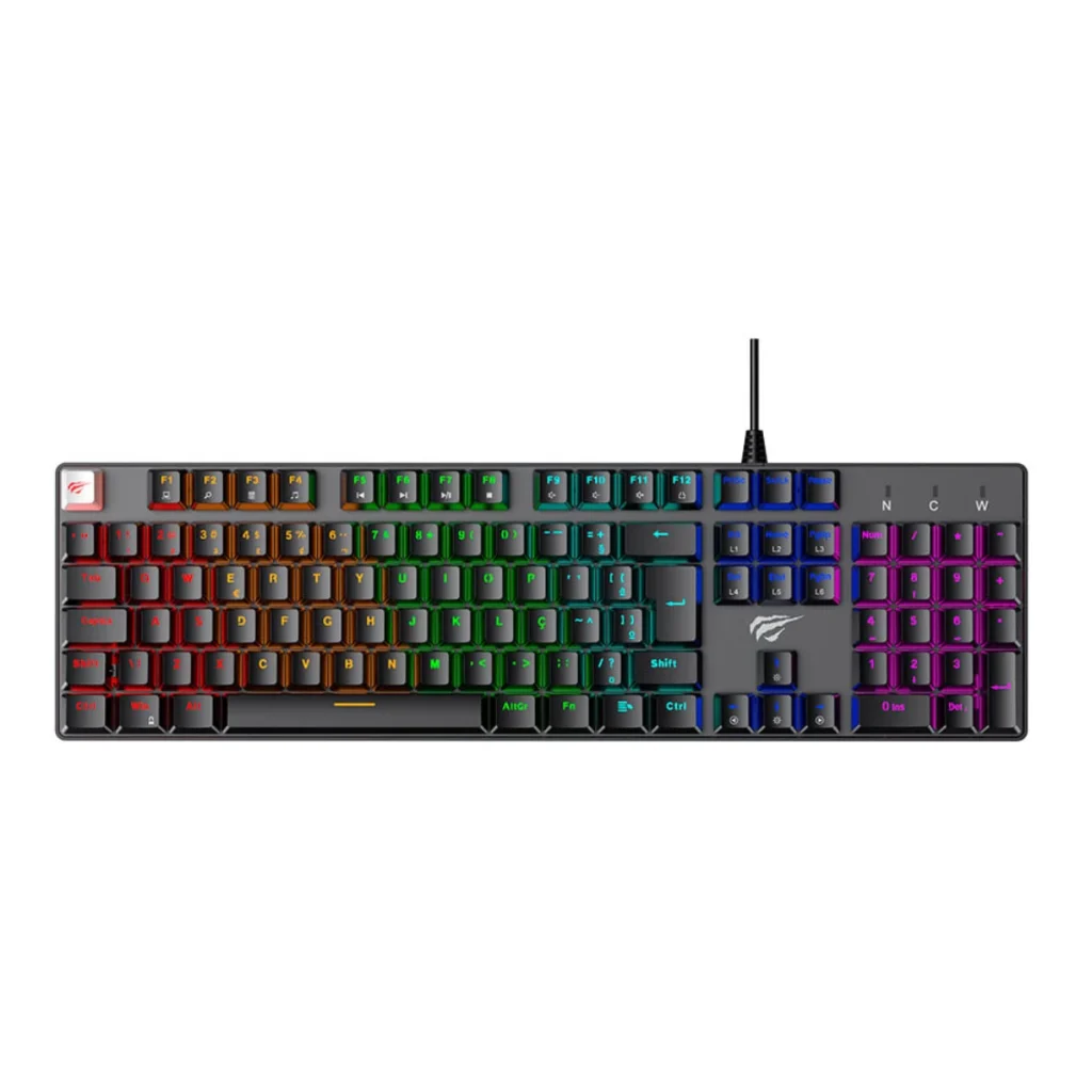 Teclado mecânico Gamer havit KB432L-PB USB ABNT2 preto