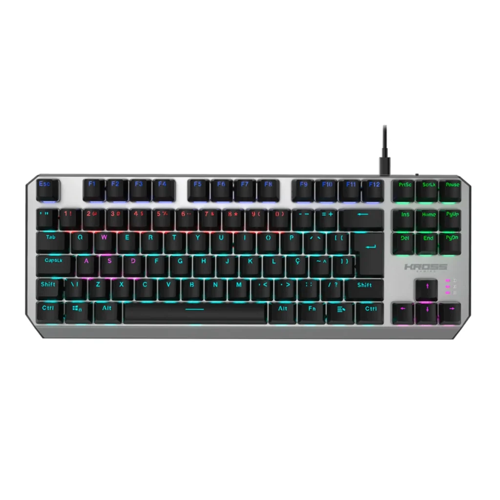 Teclado mecânico Kross randgrid tkl KE-KG125 switch azul ABNT2 cinza
