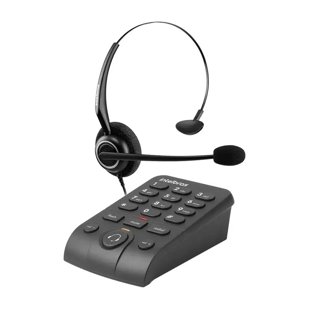 Telefone Headset Intelbras HSB 50 com base discadora preto